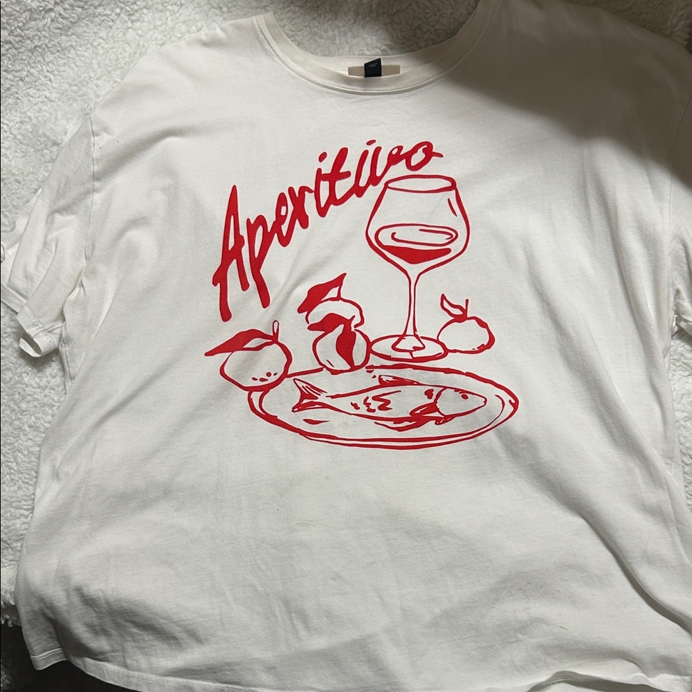 Universal Thread White Tee with Red Graphic